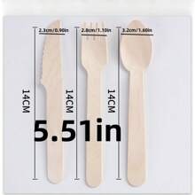 75/150/300 Sets Of Disposable Wooden Cutlery, 5.51 Inches Long, Including Spoons, Forks, And Knives (25 Pieces Per Set, 50 Pieces Per Set, 100 Pieces Per Set), Cake Dessert Ice Cream Spoons, Suitable For Birthday, Party Supplies, Christmas Gifts, Birthday Banquet Tableware, Graduation Season, Wedding And Home Decoration, Tableware, Kitchen Accessories And Home Kitchen Utensils / Disposable Tableware Sets