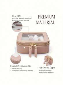 1pc Mini Makeup Bag - Small Cosmetic Bags For Women,Waterproof Toiletry Bag For Travel,Clear Center Console Organizer Bag With Clear Windows & Gold Zipperslunch Bag Travel Bag Bags For Ladies, Ideal For Men & Women, Makeup Travel Bag,Mother's Day, Travel, Wedding Season Holiday Essentials Holiday Travel Essentials Travel Accessories - Multicolor - View 5
