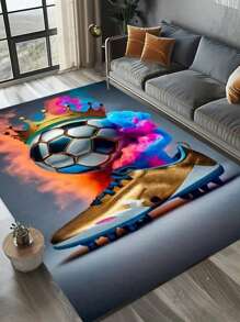1pc Summer Soccer Carpets, Outdoor Picnic Decorative Rugs, Home Decor Carpets For Living Room, Bedroom, Bathroom, Study, Closet, Lavatory