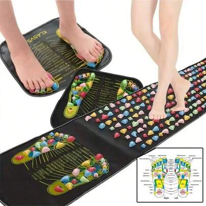 Foot Massage Mat - 7 Color Stone Foot Reflexology Pad, Random Stone Color