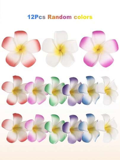 12个/套 人造雏菊发夹，适合女孩，适合海滩派对（颜色随机）