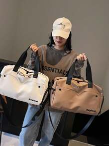 1pc Mini Travel Bag, Oxford Cloth Storage Bag, Men & Women Fitness Bag, Lightweight Travel Bag, Zipper Closure Storage Pouch, Business Trip Handbag, Outdoor Shoulder Bag