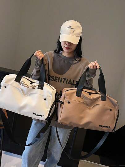 1pc Mini Travel Bag, Oxford Cloth Storage Bag, Men & Women Fitness Bag, Lightweight Travel Bag, Zipper Closure Storage Pouch, Business Trip Handbag, Outdoor Shoulder Bag