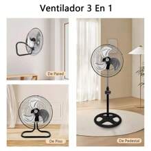 2 x Kits de ventilador metálico 3 en 1 Ventilador metálico de pie para montaje en pared - Tipo de Enchufe B USA (110-127V) - Ver 2