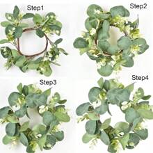 1 Pc Eucalyptus Wreath Artificial Kitchen Cabinet Wreath Artificial Green Wreath Farmhouse Wreath Door Wall Window Decoration,Candle Ring, 10 Inches,Artificial Fall Wreath 25cm Large Autumn Wreath For Front Door With Leaf Leaf Harvest Wreath Thanksgiving Festival