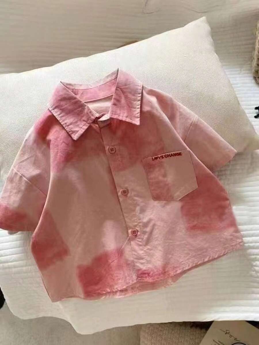 Boys' Floral Short Sleeve Shirt, Korean Style Summer Children Lightweight Tops