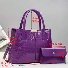 Novo Conjunto de Bolsa Fashion Estilosa de Couro Brilhante Mãe-Filha, Alta Capacidade