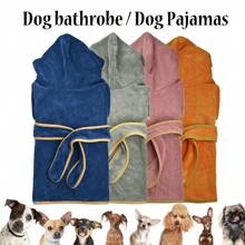 Dog Lover And Dog Mom Love Bathrobe, Cat/Dog Lover Gift And Dog/Cat Mom Love Pet Sleepwear, Absorbent Towel Robe, Hooded, Warm, Paw Print Embroidery, Tie Waist, Super Soft Fabric, Suitable For Small Medium Large Dog Lover And Dog Mom Loves