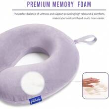 Travel Pillow Memory Foam For Airplanes - Neck Pillow For Traveling, Car, Home, Flight Pillow For Sleeping With Attachable Snap Strap Soft Washable Cover, Provide Head Neck Support Rest, Dark Gray - Gray Purple - View 4