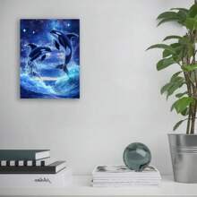 Framed 1 Wood Frame Canvas Poster Mural Orca Whale Killer Wave Perfect Wall Art Decoration For Bedroom, Office, Living Room And Can Be Used As A Gift
