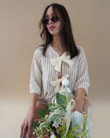 KEMERLING STUDIO Conjunto De Rayas Con Moño - Beis - Ver 3