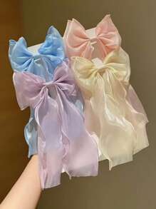 1/4pcs Mermaid Ji Xian Qi Piao Hair Clip Fine Sparkle Big Bow Top Clip Back Of Head Half Tie Special Style Hair Accessories For Women