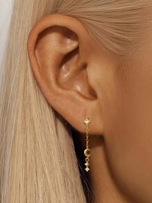 Piercing de cartilagem assimétrico em formato de estrela e bola de prata esterlina 925, joia para mulheres, uso diário, festa de casamento, noivado, aniversário, dia dos namorados