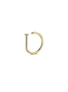 1/3/5 件女士男士假穿孔鼻环时尚 14K 金色 D 形朋克嘻哈鼻环非穿孔薄金属单面鼻夹不锈钢穿孔鼻中隔适合青少年身体首饰