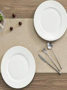 1pc Waterproof & Durable Linen-Look Dining Table Runner, Thick Coarse Linen Farmhouse Boho Style Resistant To Tearing, Suitable For Restaurant Decor, Kitchen, Party, Wedding, Picnic, Outdoor Gathering And Yard Setting