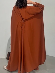 Bata abierta de unicolor para mujer - Naranja - Ver 5