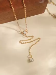 Lariat Necklace For Women, Dainty Layered Gold Long Necklaces 14k Gold Plated Beaded Bar CZ Drop Necklace Simple Gold Y Choker Necklaces For Women Gold Jewelry Gifts For Women