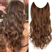 24 英寸隐形线无夹接发秘密鱼线假发女士长款丝滑卷发波浪接发 - 彩色 - 查看 16