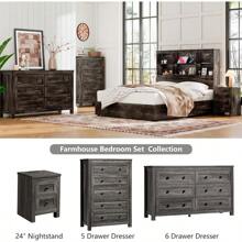 Farmhouse 5 Drawers Dresser, Wood Rustic Chest Of Drawers For Bedroom, Tall Dressers Organizer With Metal Handles, 5 Drawers Chest For Living Room, Hallway, Entryway, Rustic White