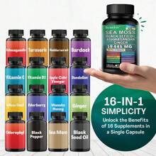 Sea Moss Black Seed Oil Ashwagandha Turmeric Bladderwrack Burdock 2000MG & Ginger Vitamin C Vitamin D3 With Elderberry Manuka - 120 Capsules - 1 chai - Xem 3