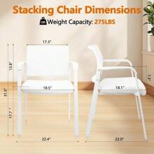 Stackable Arm Chairs With Mesh Back And Fabric Seat Offering Ergonomic Lumbar Support, Suitable For Office, School, Church, Guest And Reception Spaces In Black