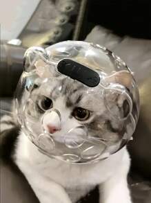 Casco para gatos, anti-lamer, anti-arañar, anti-morder, cono para gatos transpirable, protector de cabeza tipo collar para baño, recorte de uñas, prevenir arañazos y mordeduras, casco de astronauta para mascotas, mantiene a los gatos alejados de morder