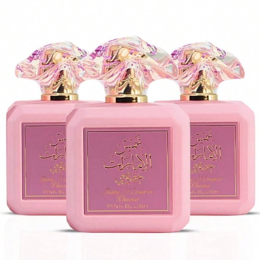 Pink Blush Shams Al Emarat Khususi Eau De Parfum Spray 100ML (3.4 OZ) By Ard Al Zaafaran | A Sweet, Elegant Fragrance For Every Occasion. (Pack Of 3) - 花卉印花 - 查看 1