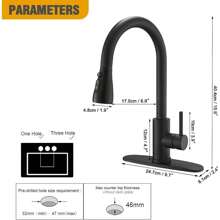 Kitchen Faucet With Pull-Down Spray Single Handle High Arc Commercial Stainless Steel Brushed Nickel Kitchen Sink Faucet With Deck Suitable For Bar Laundry RV Farmhouse - màu đen - Xem 2