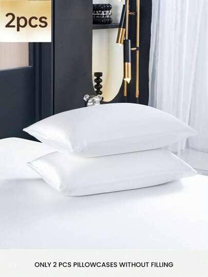 2pcs Silky Satin Pillowcase Set, Soft & Breathable, Anti-Wrinkle, Gentle On Hair & Skin, Improves Sleep Quality. Pillowcase Only, No Filling, Luxurious Satin, Extremely Soft & Breathable, Machine Washable. Ideal Gift For Family & Travel. Envelope Closure, Cool & Comfortable, Luxury Bedding Pillowcase, Super Soft Hotel Pillowcase, Fits Standard Full, Queen, King Size Beds.
