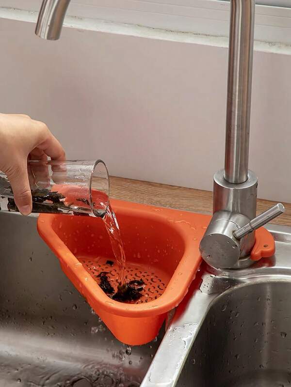 Spülbecken Abtropfkorb für Nass-Trocken-Trennung, spezielle Küchen-Müllfilter-Körbe, Aufhänge-Waschgemüse Abtropffilter-Gestell, Wasserhahn Aufbewahrungsregal