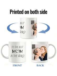 1pc Custom Photo Coffee Mug, Personalized Mug With Picture, Text, Name - Personalized Gift For Mom, Boyfriend, Girlfriend, Best Friend, Father's Day Mother's Day Gift, Party Favor Mug 11oz White Wholesale