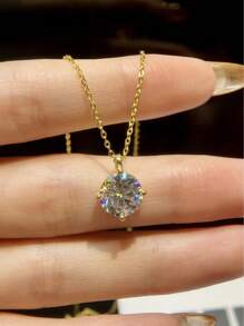 1Pc 3ct S925 Sterling Silver Moissanite Wedding Necklace Fashion Classic Four Claw Necklace Pendant Necklace Promise Necklace Eternity Necklace Luxury Fine Ladies Jewelry Gifts For Women Anniversary Gifts Bridal Fine Jewelry