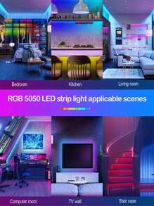 1 قطعة شريط إضاءة LED بطول 3 قدم، 6 قدم، 9 قدم، 16 قدم، 32 قدم، 50 قدم، شريط إضاءة LED RGB، جهاز تحكم عن بعد ب- 24 مفتاح، لديكور المنزل، غرفة النوم، الممر، حفلة عيد الميلاد، البار، عيد الميلاد (يعمل بصندوق البطارية، بطاريات AA غير مشمولة) - شريط RGB - مشاهدة 5
