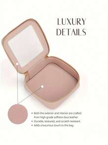 1pc Mini Makeup Bag - Small Cosmetic Bags For Women,Waterproof Toiletry Bag For Travel,Clear Center Console Organizer Bag With Clear Windows & Gold Zipperslunch Bag Travel Bag Bags For Ladies, Ideal For Men & Women, Makeup Travel Bag,Mother's Day, Travel, Wedding Season Holiday Essentials Holiday Travel Essentials Travel Accessories - Multicolor - View 4