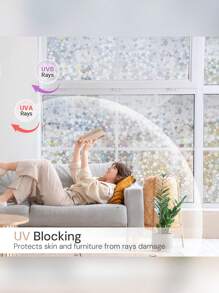 1 卷防紫外线隐私窗膜 - 彩色玻璃彩虹静电贴，带热控制，无残留磨砂贴花，适用于浴室/玻璃门（透明鹅卵石纹理）