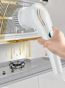 Un cepillo de limpieza inalámbrico de mano con 5 cabezales de cepillo reemplazables con cabezales de cepillo giratorios para usar en baños, bañeras, azulejos de pared, suelos y cocinas.