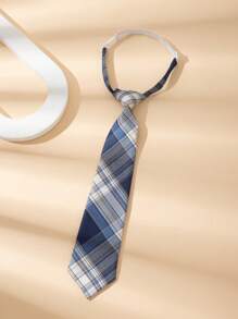 1pc 33cm Checkered Pre-Tied Tie For Teenagers & Children,  Student Necktie With Accessory For Festive Occasions, Performances, Suits & Dress Shirts