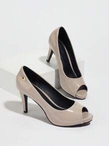 Women's Solid Color Thick Sole Elegant Party Fashion Professional Versatile Stilettos - Apricot - View 2