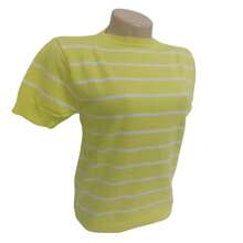 Striped Modal Blouse Short Sleeve Old Money Style Women's Fashion Spring Summer - 黃色與白色 - 查看 4