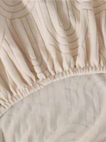 1件米色拱形门框图案提花天鹅绒加厚沙发/床罩，弹性全包覆设计，简约涤纶材质，适用于无扶手沙发，四季皆宜。