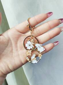 1pc Easter Cute Metal Rabbit Keychain Pink Red Drop Oil Cherry Blossom Rabbit Keychain For Women Gift Bag Purse Wallet Handbags Backpack Earphone Bag