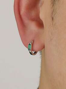 Set de 2 piezas de pendientes estilo callejero minimalistas, pendientes elegantes y vintage personalizados para hombres, color verde - Multicolor - Ver 9