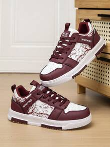 Pantofi de damă casual, cu imprimeu bloc de culoare, cu șireturi, pantofi de plimbare confortabili de zi cu zi, la modă, pentru cupluri, campus