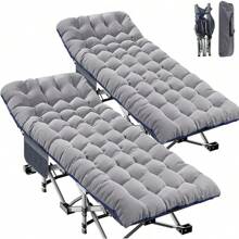 ABORON Oversized XXL Folding Camping Cot W/Mat For Adults, 78" L X 32" W X 18" H, Heavy Duty Outdoor Bed With Carry Bag,1200 D Layer Oxford Travel Camp Cots - U 石墨灰 - 查看 1