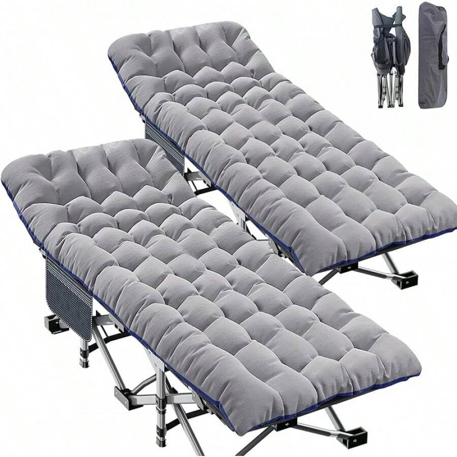 ABORON Oversized XXL Folding Camping Cot W/Mat For Adults, 78" L X 32" W X 18" H, Heavy Duty Outdoor Bed With Carry Bag,1200 D Layer Oxford Travel Camp Cots - U 石墨灰 - 查看 1