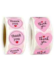 Rollo de 500 etiquetas con forma de corazón rosa con texto "Gracias", etiquetas rosas para embalaje de regalos, decoración, sobres, flores frescas, cartas de amor, etiquetas de 1 pulgada, etiquetas adhesivas, pegatinas para bodas, obsequios para damas de honor, tarjetas de agradecimiento, mis pedidos, pegatinas de agradecimiento, baby shower, suministros para pequeños negocios - Rosa - Ver 13