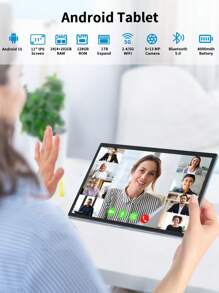 Relndoo Android 15 Tablet, 2025 NEW 11 Inch, T615 Octa-Core 2.0GHZ, (4GB+20GB)RAM+128GB ROM, 5MP+13MP Dual Camera, 8000mAh High-Capacity Battery, Type-C, 802.11ac/B/G/N Wifi5 2.4g+5g, 1280*800px HD IPS Touch Screen, Supports 1TB SD Expansion, GPS Certified Tablet PC (No Adapter)-Blue Tablet