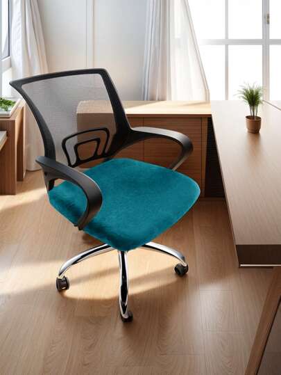1pc/4pcs/6pcs Solid Color Silver Fox Velvet High Elasticity Chair Cover, Simple And Elegant, Soft Comfortable Warm Dust-Proof Stain-Resistant Office Chair Cover, Suitable For Living Room Dining Room Study Office Chair Protection Cover, Back To School, School Supplies, Dorm Decor, College Decor