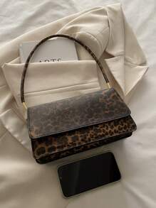 Bolso de hombro/axilar elegante con estampado vintage de bloques de color y leopardo, bolso de mano con estampado de leopardo para mujer - El regreso del estampado de leopardo