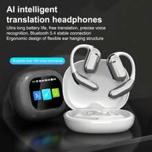 Vylaras Ai Translator Earbuds, Ai Headphones Wireless Bluetooth Language Translation Ear Buds Real Time,Ai-Powered Over-Ear Translating Earphones 144 Languages & Accents Translate Earphones - Silver - View 2